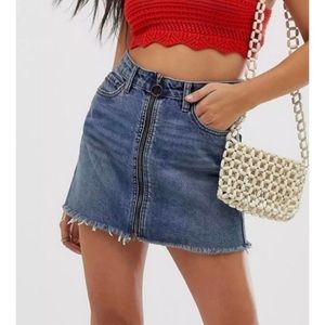 *WE THE FREE* Free People Zip It Up Distressed Denim Mini Skirt